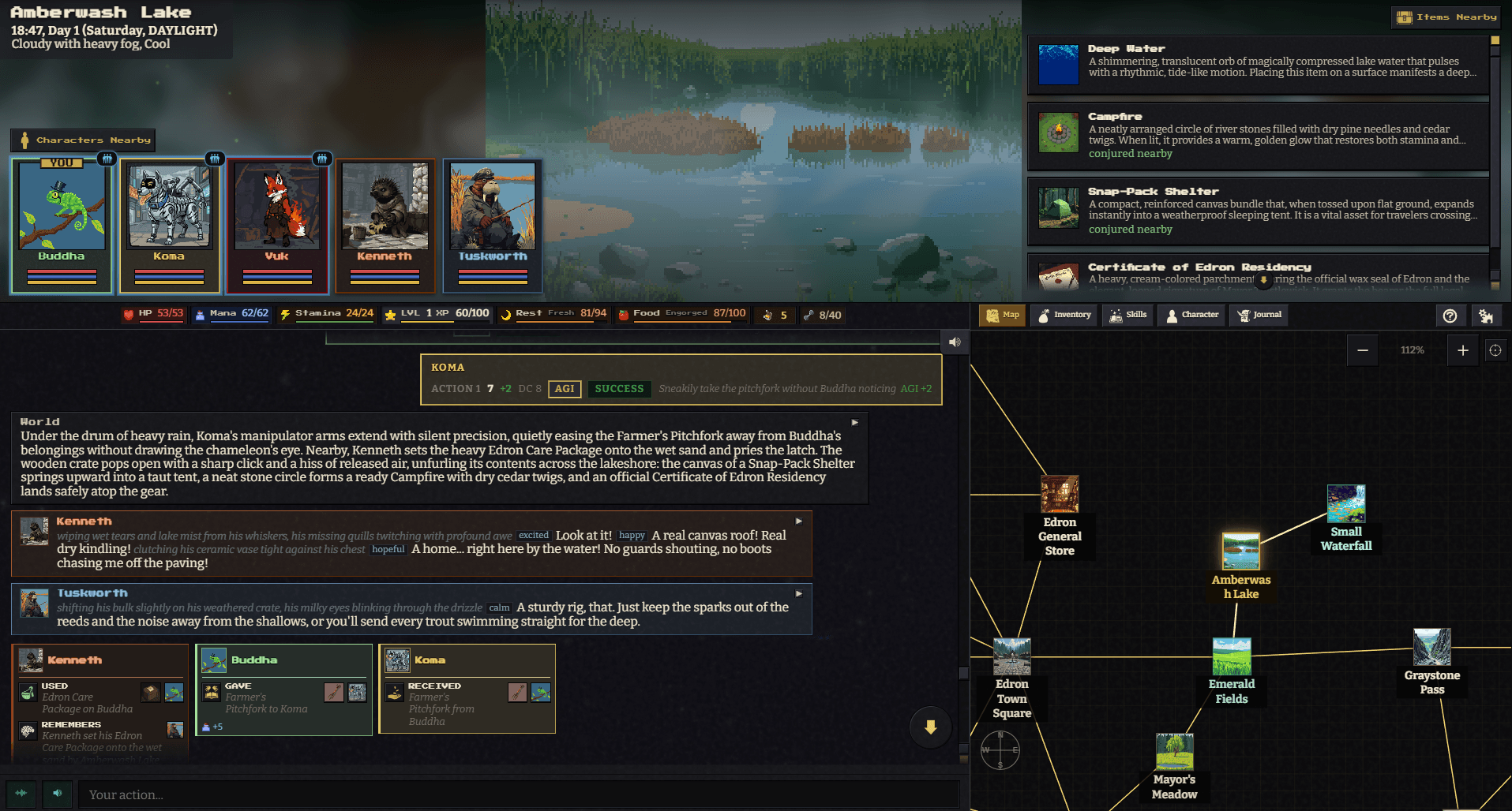 A scene from an in-progress RPG Forge session