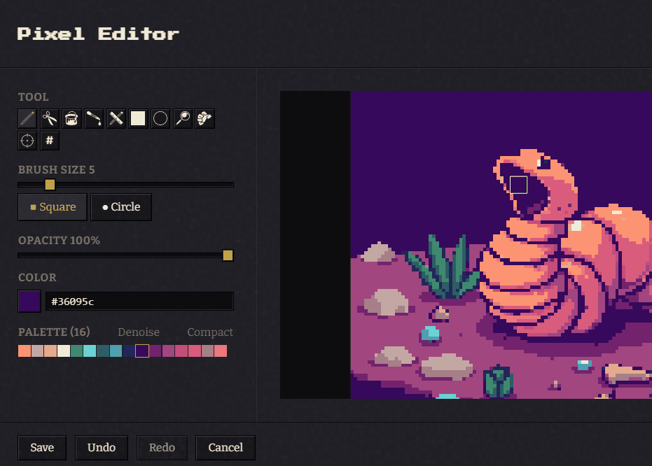 Hand-editing a sprite, an item's source, and hand-tuned combat formulas in the RPG Forge editor