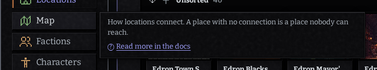 Hovering a step in the rail opens a tooltip with a summary and a link to its docs